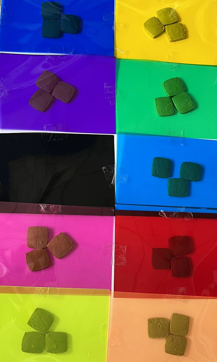 不同顏色包裝膜對抹茶餅干色澤的影響